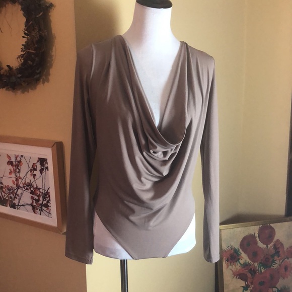 NUDE Size Large BodySuit Gathered Front classically Sexy $88 NEW - Picture 1 of 13